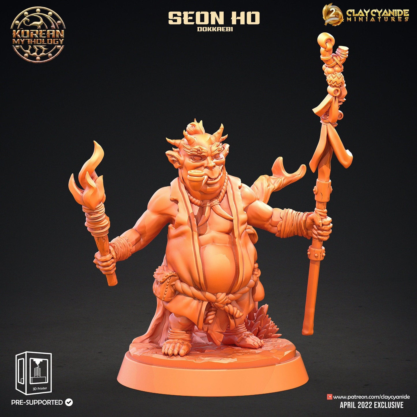 Seon Ho Dokkaebi Goblin Miniatures Set | 5 Unique Figures from Korean Folklore for Tabletop RPGs | 32mm Scale - Plague Miniatures
