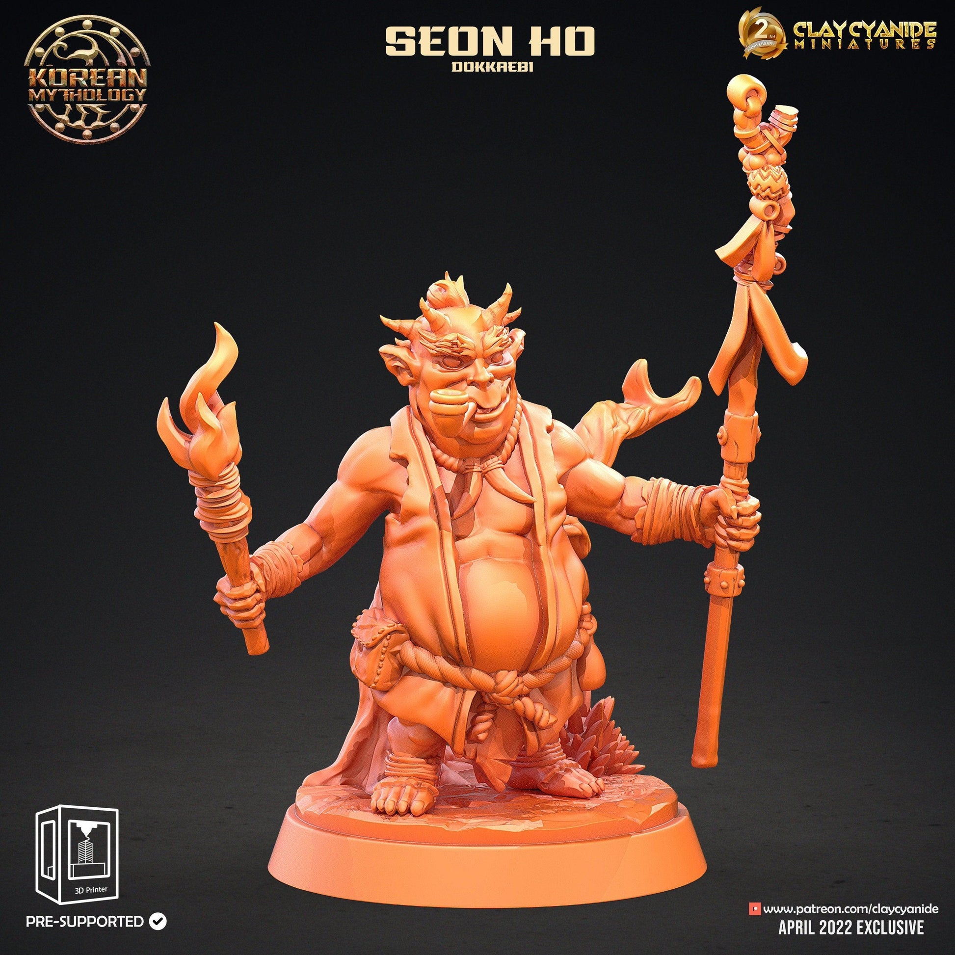 Seon Ho Dokkaebi Goblin Miniatures Set | 5 Unique Figures from Korean Folklore for Tabletop RPGs | 32mm Scale - Plague Miniatures