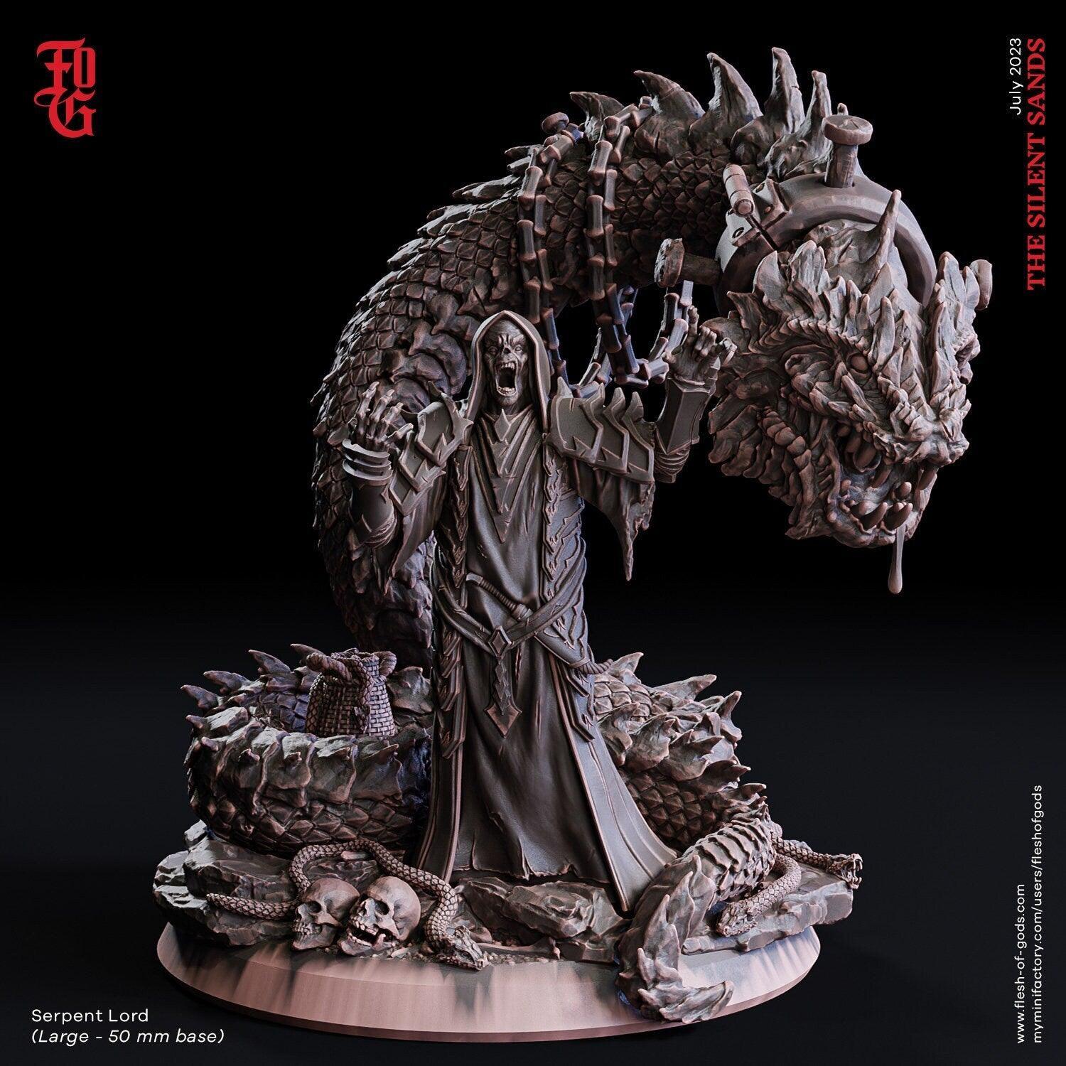 Serpent Lord Undead Sorcerer Miniature | Enigmatic DnD Figure with an Egyptian Twist | 50mm Base - Plague Miniatures