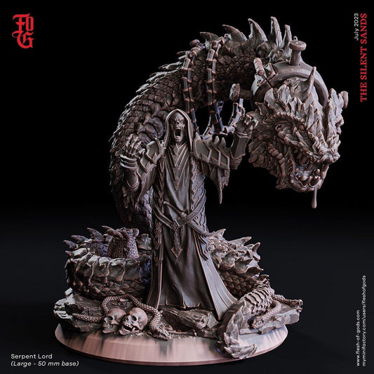 Serpent Lord Undead Sorcerer Miniature | Enigmatic DnD Figure with an Egyptian Twist | 50mm Base - Plague Miniatures