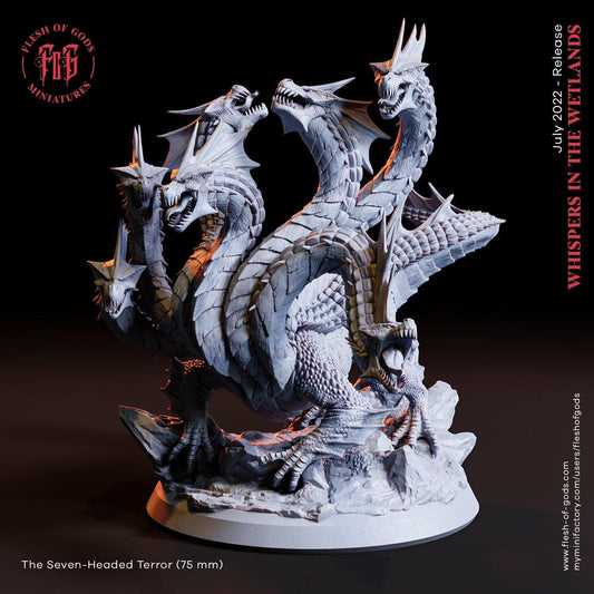 Seven-Headed Dragon Miniature Boss Hydra | DnD Figure for Dungeons and Dragons 5e | 75mm Base - Plague Miniatures shop for DnD Miniatures
