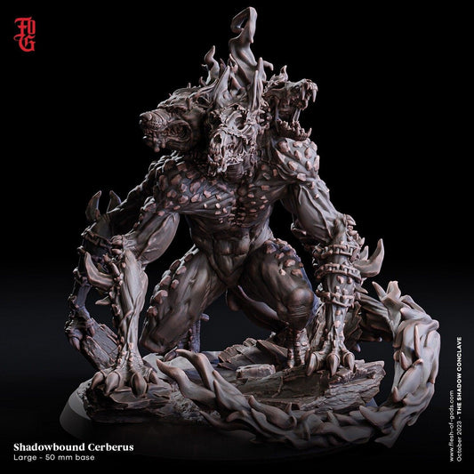 Shadowbound Cerberus Miniature | A Menacing Monster for Your DnD 5e Campaign | 50mm Base - Plague Miniatures shop for DnD Miniatures