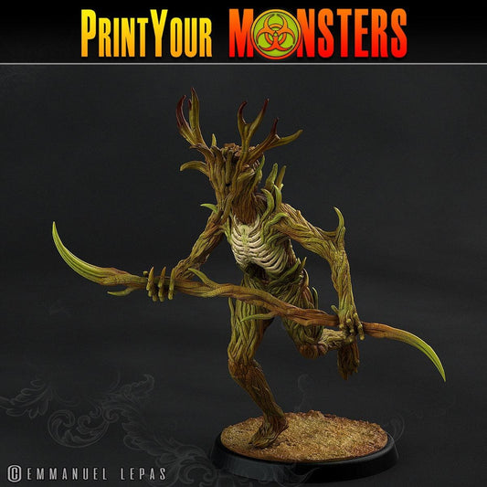 Shadowed Fugitive Miniature | Masked Dark Tree Man in Mid-Stride - Plague Miniatures