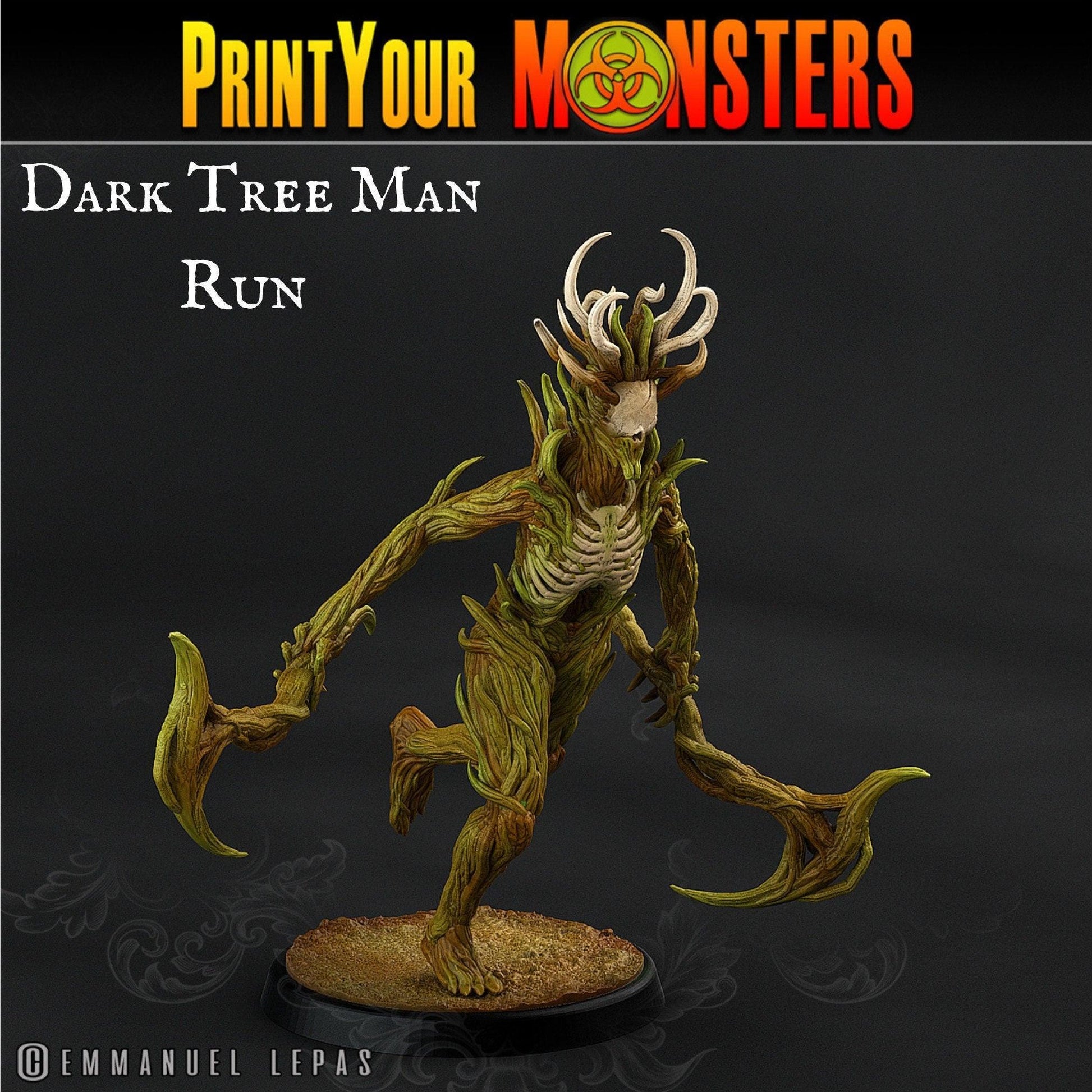 Shadowwood Sentinel Miniature | Dark Tree Man Champion Mounted on Stag Figurine - Plague Miniatures