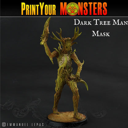 Shadowwood Sentinel Miniature | Dark Tree Man Champion Mounted on Stag Figurine - Plague Miniatures
