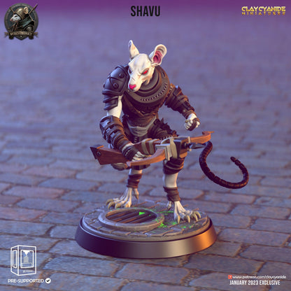 Shavu, Burat Knight Skaven Miniature | Crossbow-Wielding Warrior | 32mm Scale - Plague Miniatures