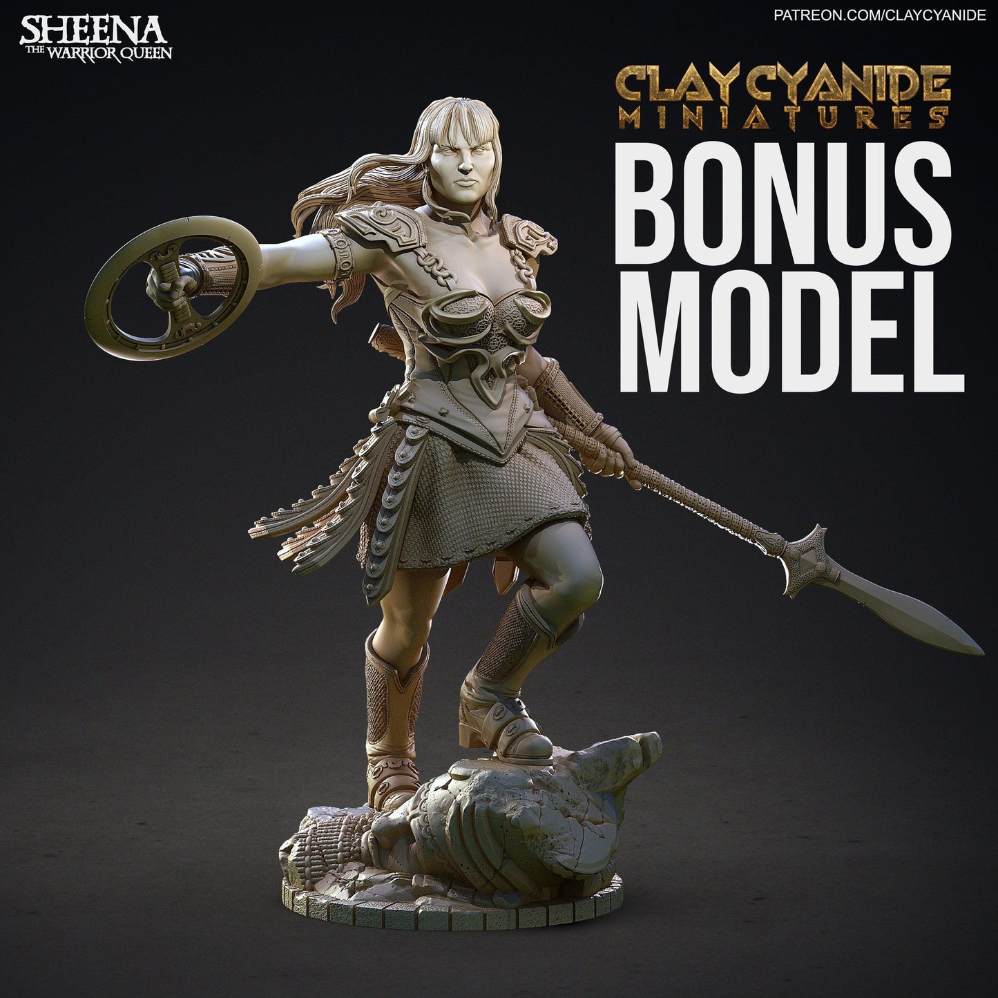 Sheena Female Warrior Miniature | DnD 5e Dungeons and Dragons Miniature - Plague Miniatures