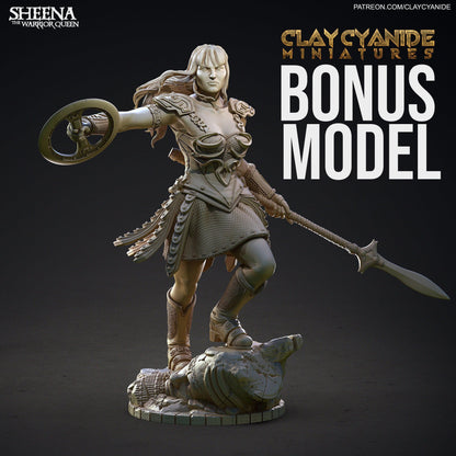 Sheena Female Warrior Miniature | DnD 5e Dungeons and Dragons Miniature - Plague Miniatures