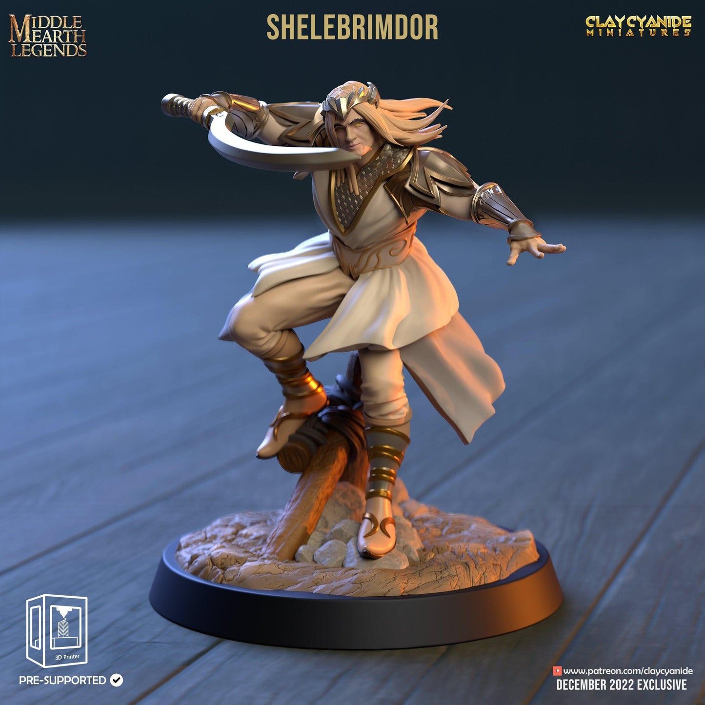 Shelebrimdor, the Elven Warrior Miniature for Fantasy Tabletop Games | 32mm Scale - Plague Miniatures