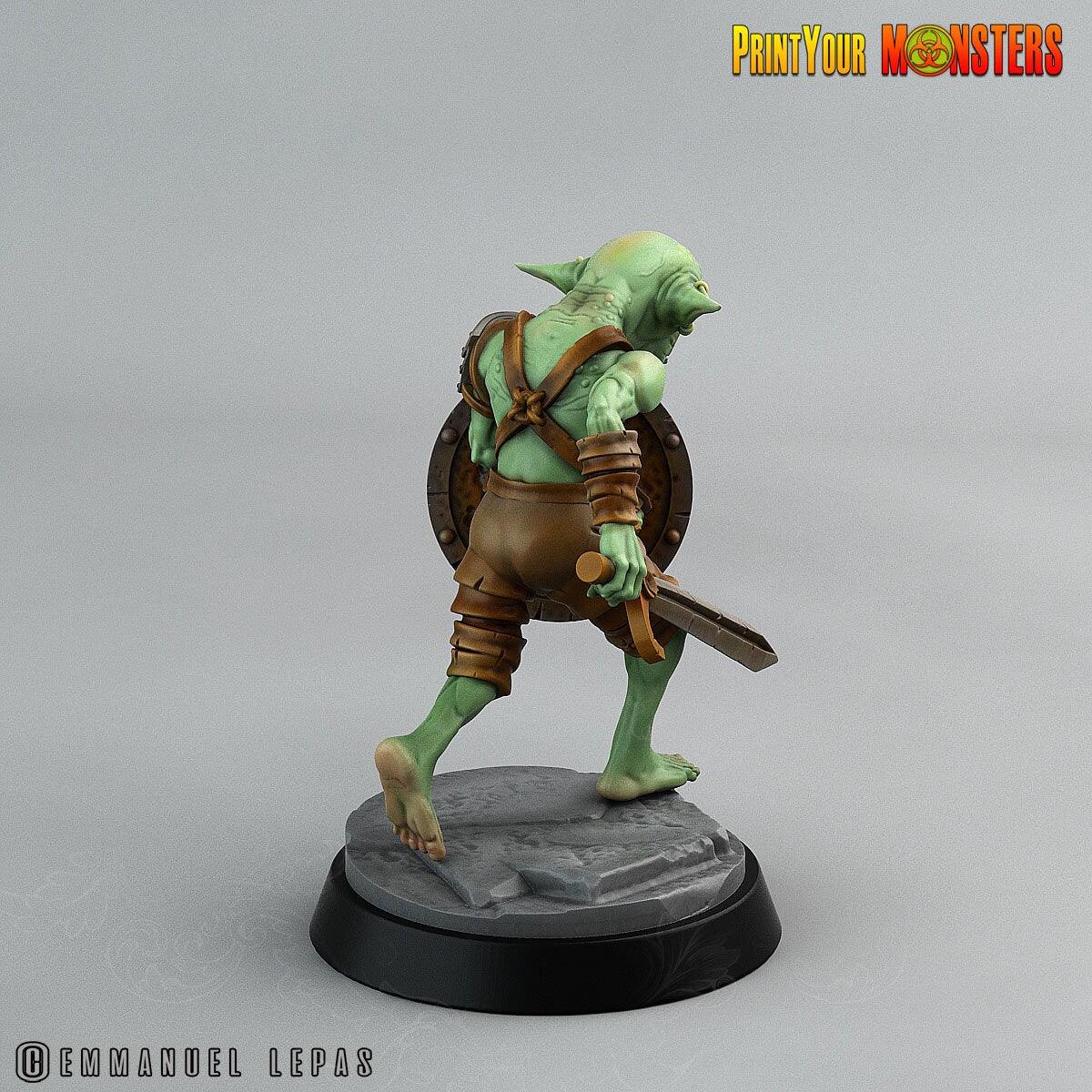 Shield Warrior Goblin Miniature | Defiant Monster Figurine - Plague Miniatures