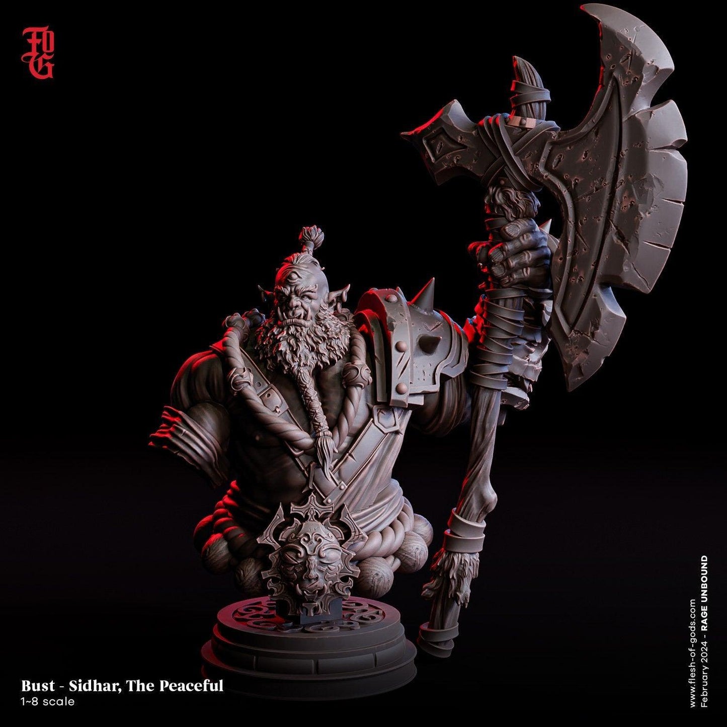 Sidhar, the Peaceful Miniature | Orc Warrior of Tranquil Strength | 32mm Scale or 75mm Scale - Plague Miniatures