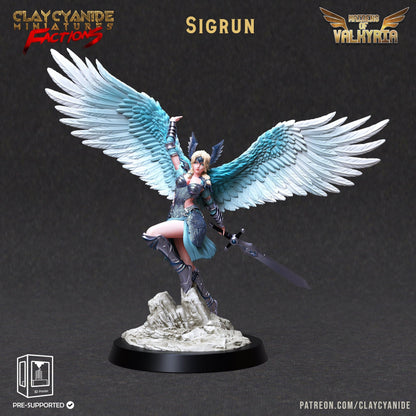 Sigrun Valkyrie Viking Miniature | Fierce Warrior of Norse Legend | 32mm Scale - Plague Miniatures
