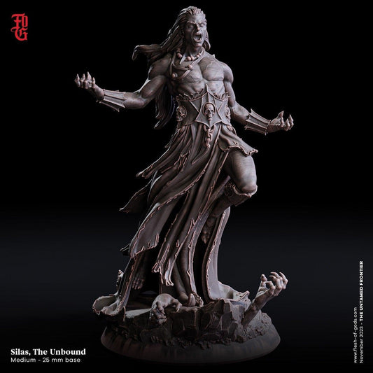 Silas, the Unbound | Outlaw Sorcerer Miniature for Cowboy Wild West Campaigns | 32mm Scale or 75mm Scale - Plague Miniatures