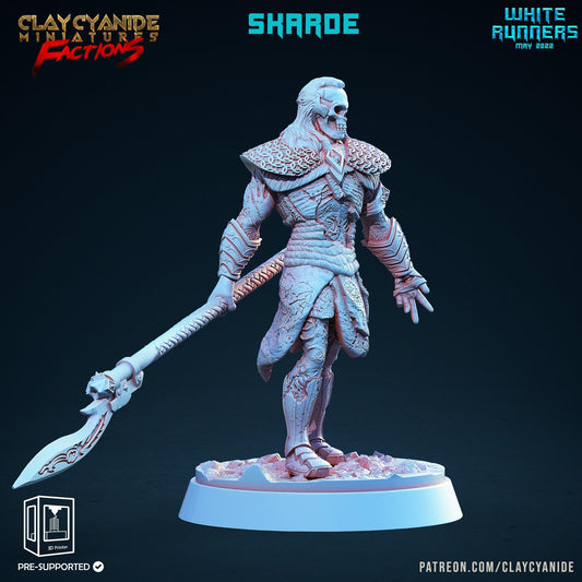 Skarde, White Runner Skeleton Miniature | Undead Commander of the Far North | 32mm Scale - Plague Miniatures