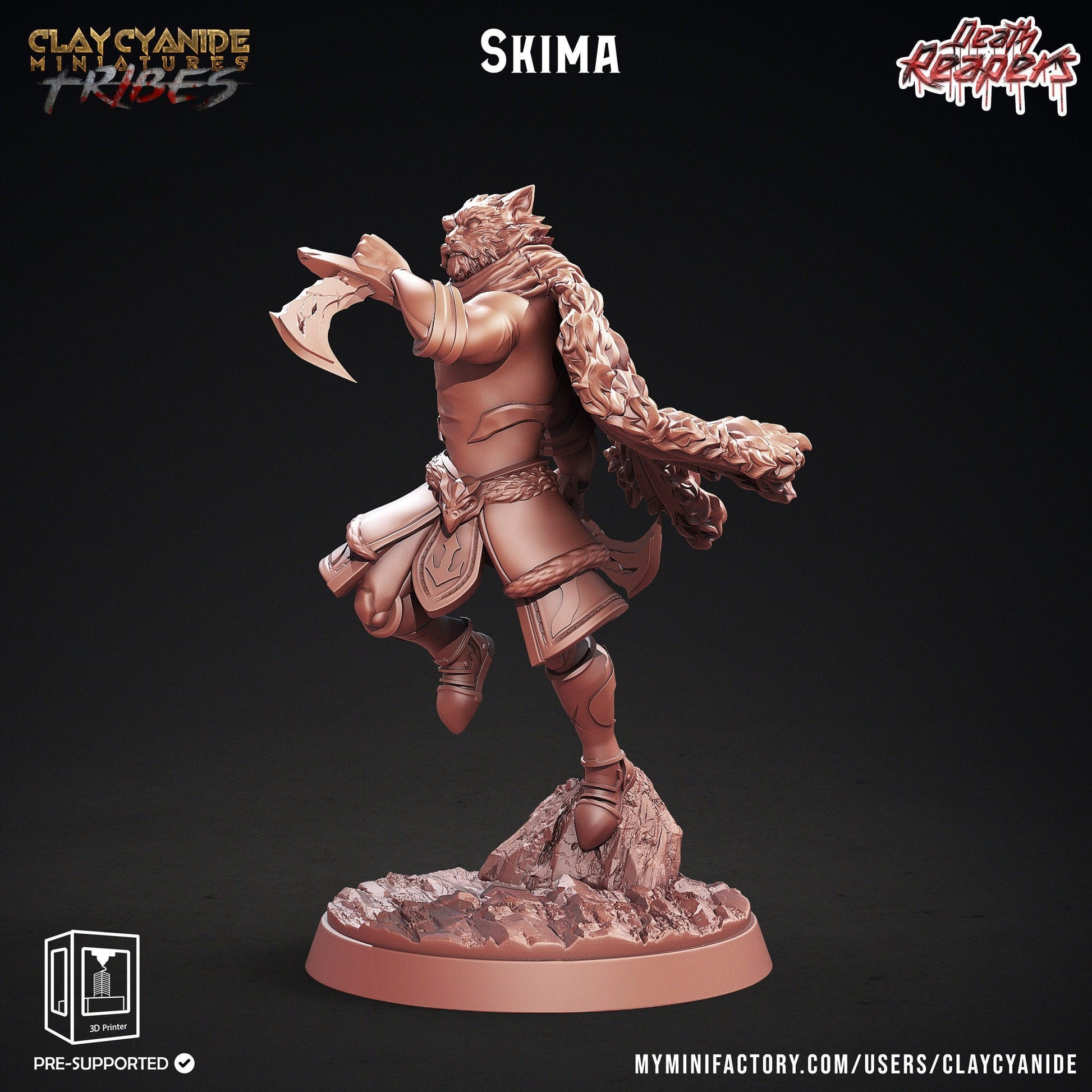 Skima Werecat Miniature | Feline Hybrid Shapeshifter for Tabletop RPGs | 32mm Scale - Plague Miniatures
