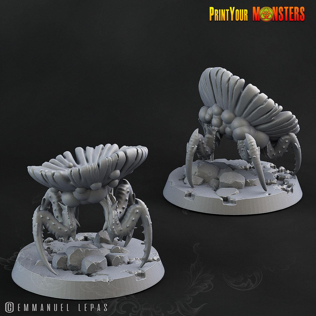 Small Mushroom Spider Miniatures Set | Petite Fungal Arachnids Duo - Plague Miniatures