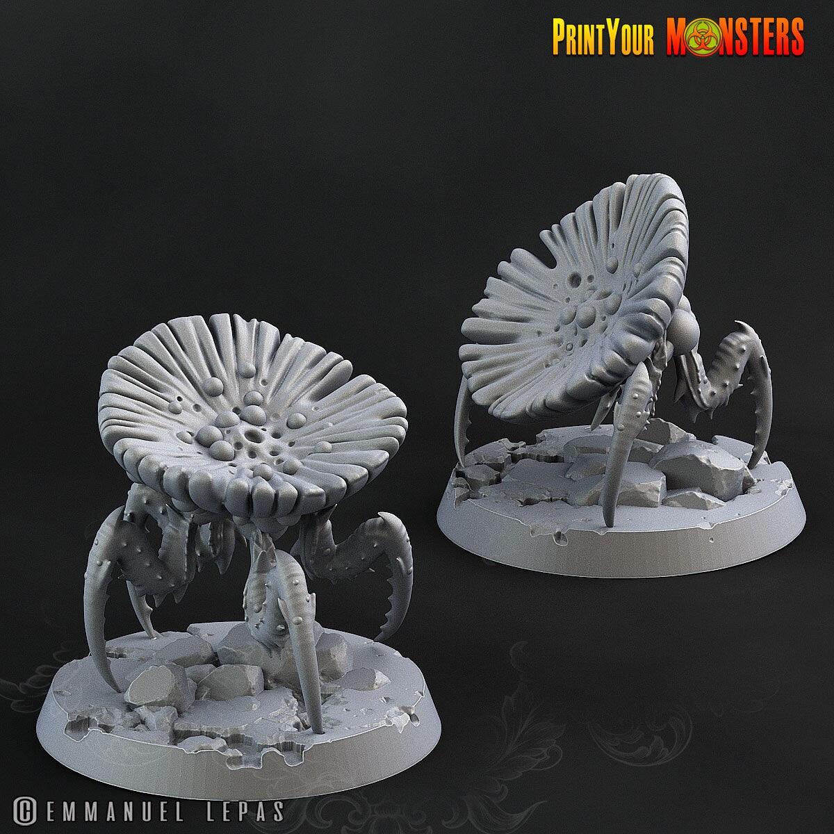 Small Mushroom Spider Miniatures Set | Petite Fungal Arachnids Duo - Plague Miniatures