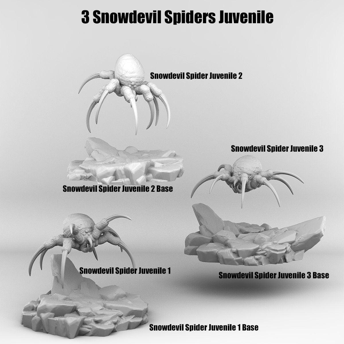 Snowdevil Spider Miniature Juvenile faerun monster | Print Your Monsters | Tabletop gaming | DnD Miniature Dungeons and Dragons DnD 5e - Plague Miniatures