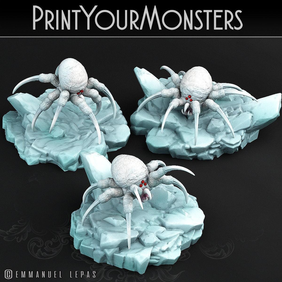 Snowdevil Spider Miniature Juvenile faerun monster | Print Your Monsters | Tabletop gaming | DnD Miniature Dungeons and Dragons DnD 5e - Plague Miniatures