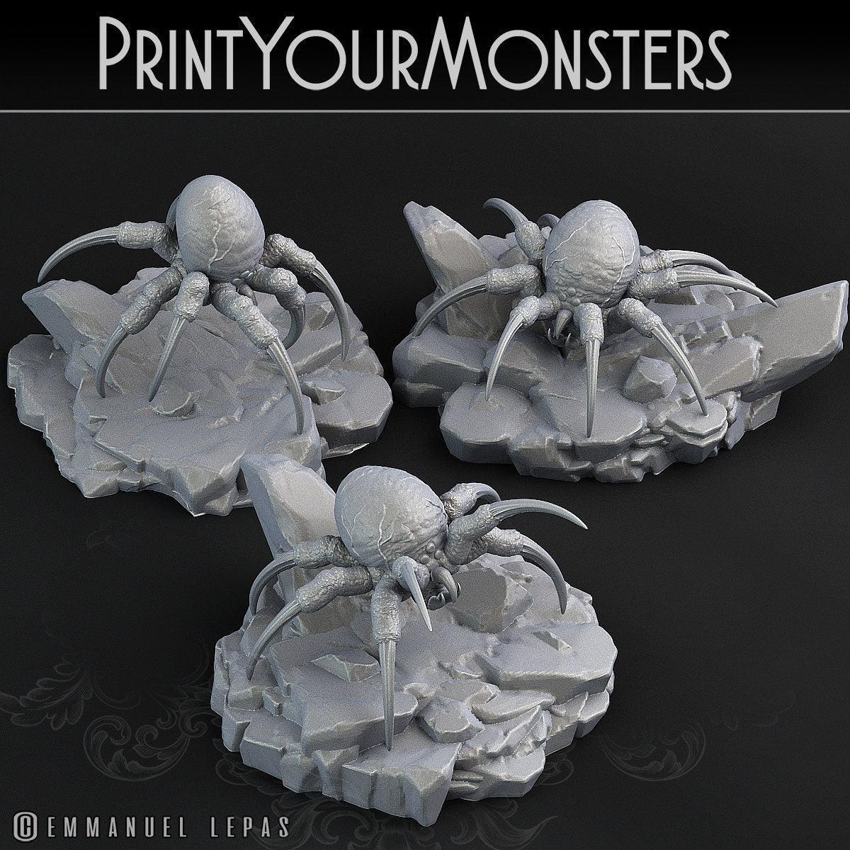 Snowdevil Spider Miniature Juvenile faerun monster | Print Your Monsters | Tabletop gaming | DnD Miniature Dungeons and Dragons DnD 5e - Plague Miniatures