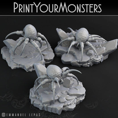 Snowdevil Spider Miniature Juvenile faerun monster | Print Your Monsters | Tabletop gaming | DnD Miniature Dungeons and Dragons DnD 5e - Plague Miniatures