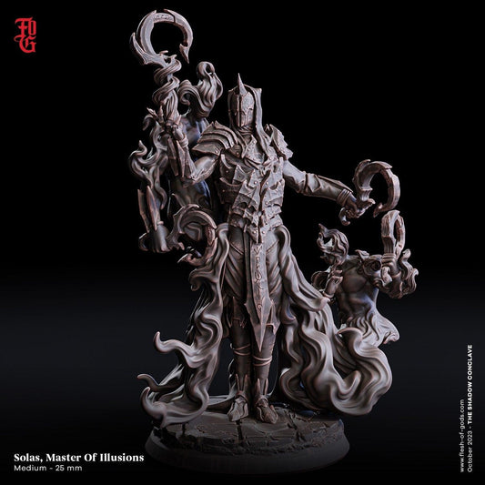 Solas, Master of Illusion Miniature | DnD Sorcerer Miniature for Mystical Adventures, humanoid neutral | 32mm Scale - Plague Miniatures shop for DnD Miniatures
