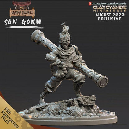 Son Goku Miniature | Mythic Japanese Monkey King Figurine for DnD | 32mm Scale - Plague Miniatures