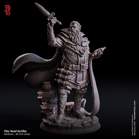Soul Scribe NPC Miniature | Dungeons and Dragons 5e Wise Human Miniature Santa Claus | 32mm Scale or 75mm Scale - Plague Miniatures