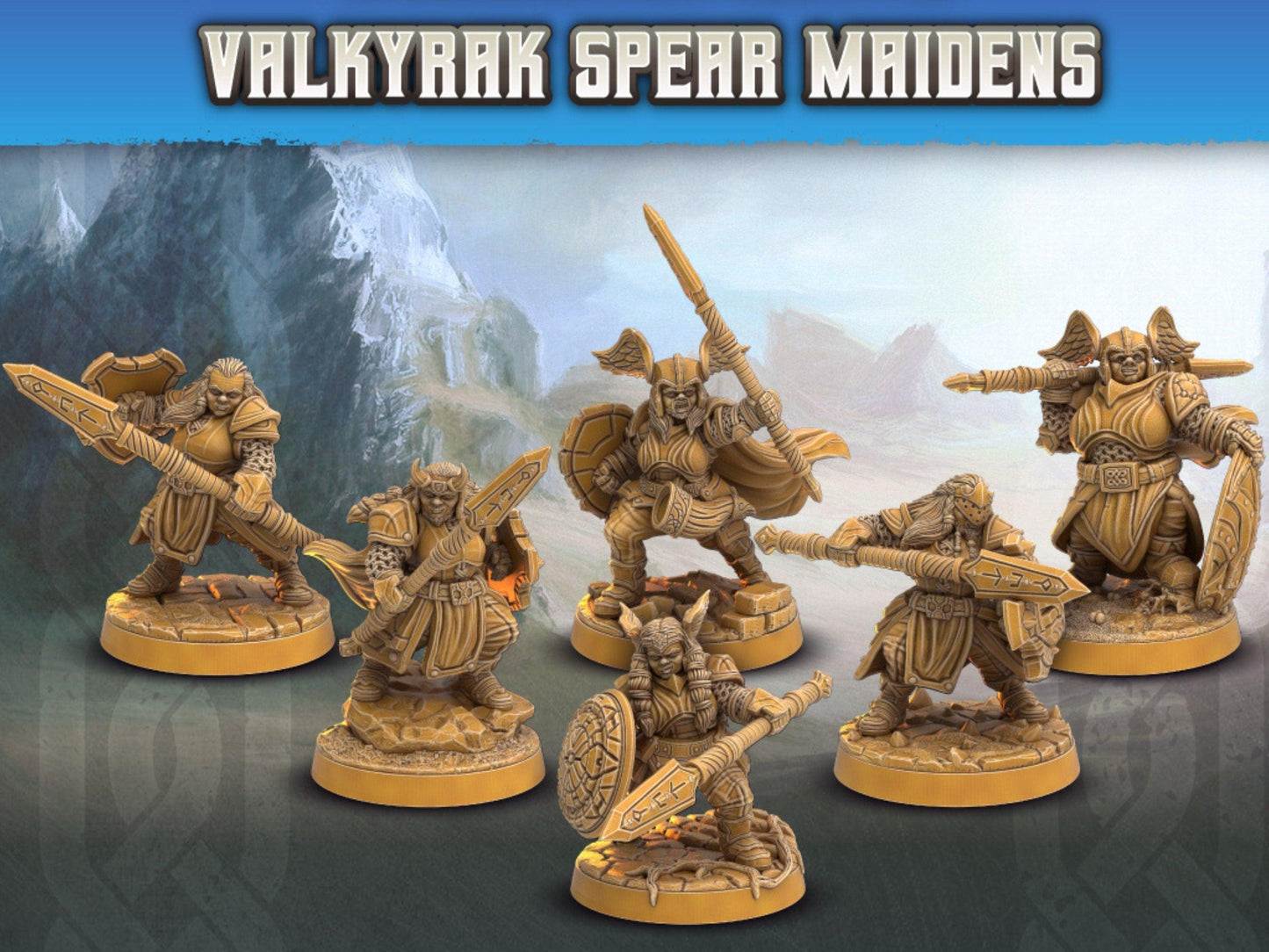 Spear Maiden dwarf female miniatures | Dragon's Forge | 28mm Scale | DnD Miniature | Dungeons and Dragons | female miniature - Plague Miniatures