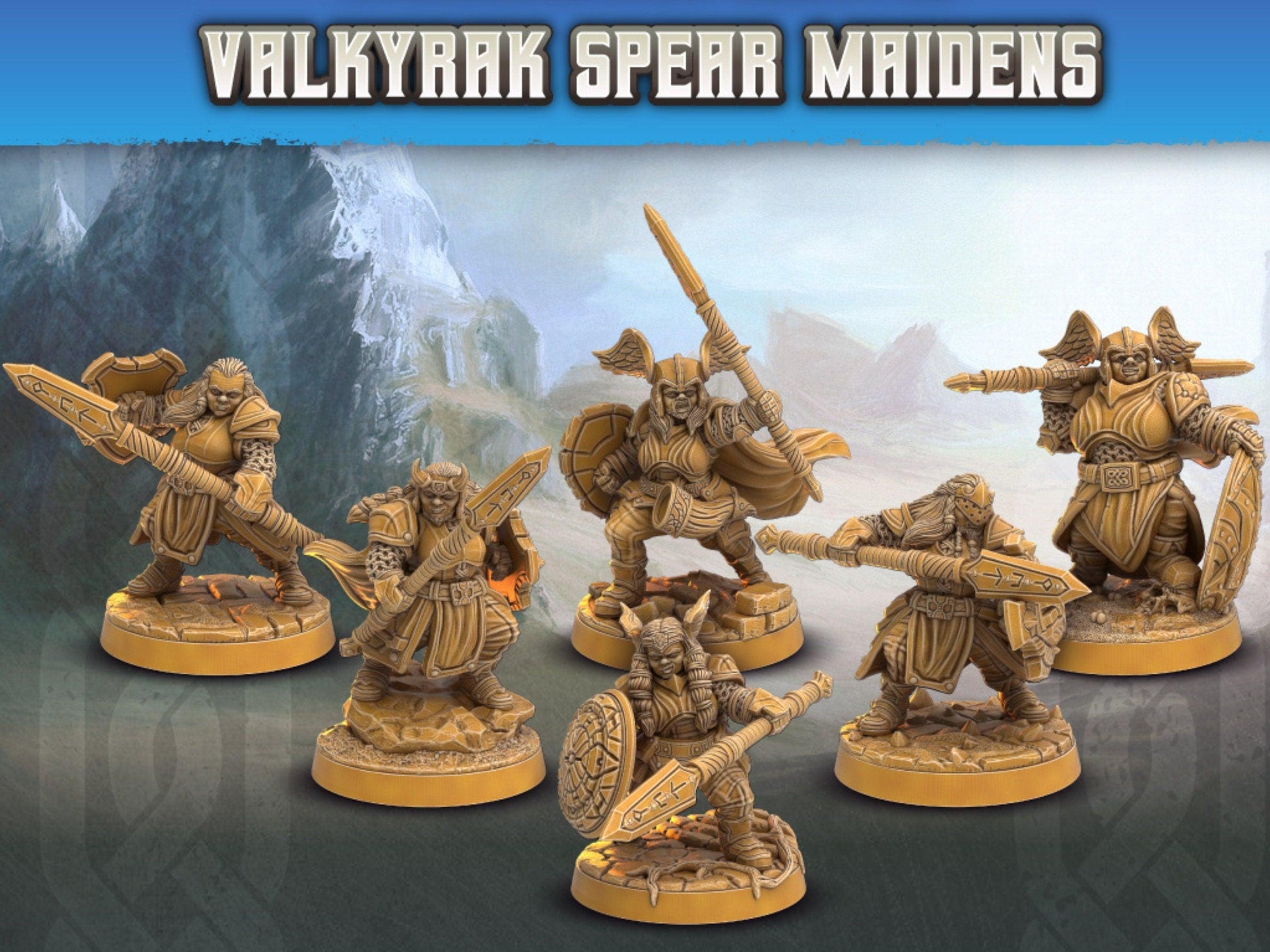 Spear Maiden dwarf female miniatures | Dragon's Forge | 28mm Scale | DnD Miniature | Dungeons and Dragons | female miniature - Plague Miniatures