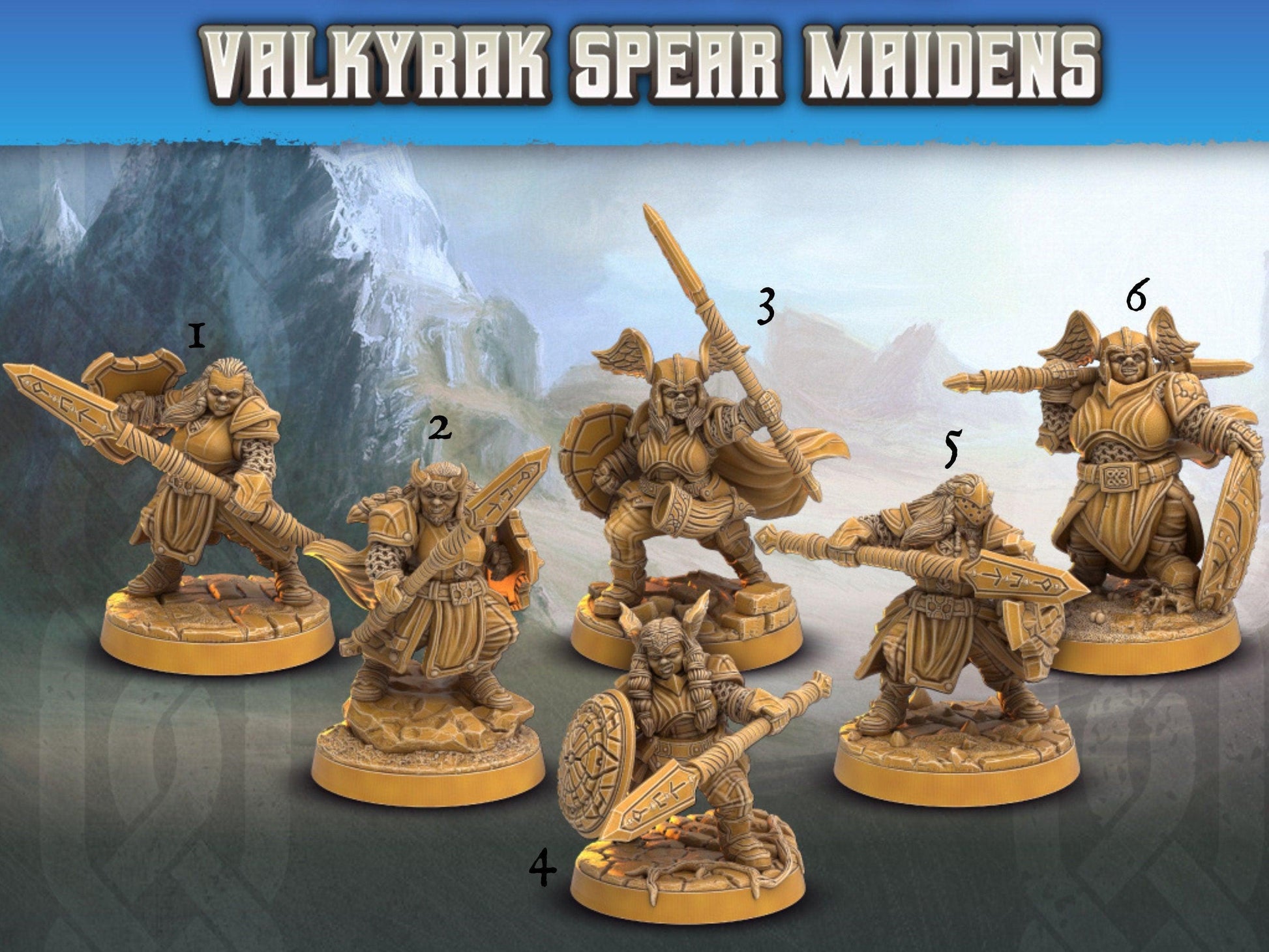 Spear Maiden dwarf female miniatures | Dragon's Forge | 28mm Scale | DnD Miniature | Dungeons and Dragons | female miniature - Plague Miniatures