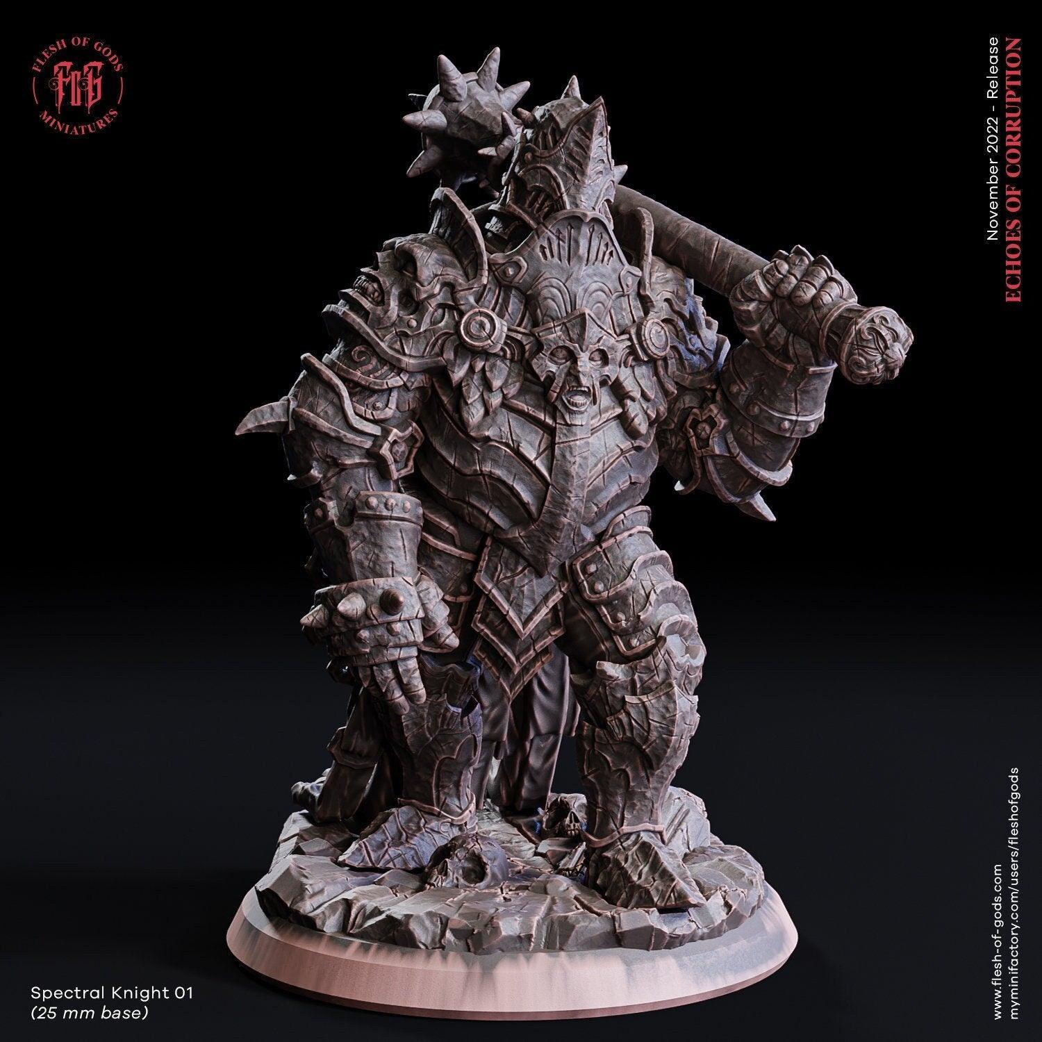 Spectral Knight Miniature | Eerie DnD Phantom Warrior Figure | 32mm Scale - Plague Miniatures