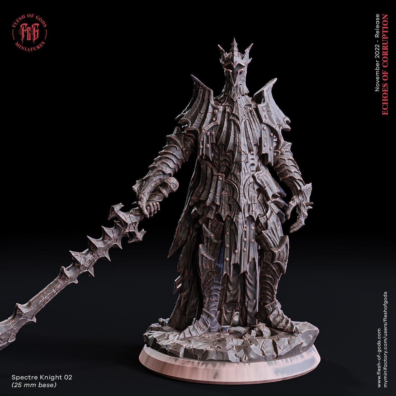 Spectral Knight Miniature | Eerie DnD Phantom Warrior Figure | 32mm Scale - Plague Miniatures