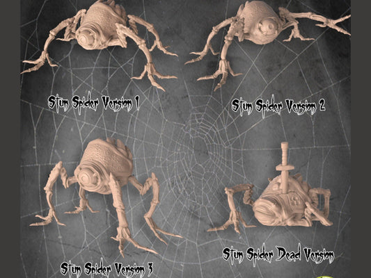 Stun Spider Miniature Set | 4 Dynamic Poses of Electric Arachnid Shock | 32mm Scale - Plague Miniatures