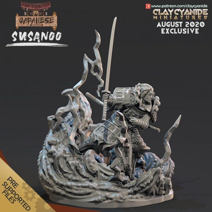 Susanoo Miniature | Valiant Japanese Storm God Figurine for Tabletop Gaming | 32mm Scale - Plague Miniatures