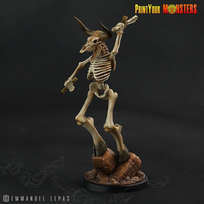 Sword Attack Skeletal Minotaur Miniature | Undead Warrior DnD Figurine - Plague Miniatures