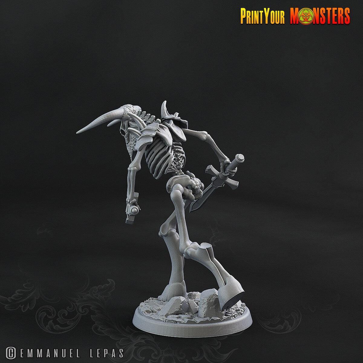 Sword Running Skeletal Minotaur Miniature | Undead Warrior DnD Figurine - Plague Miniatures