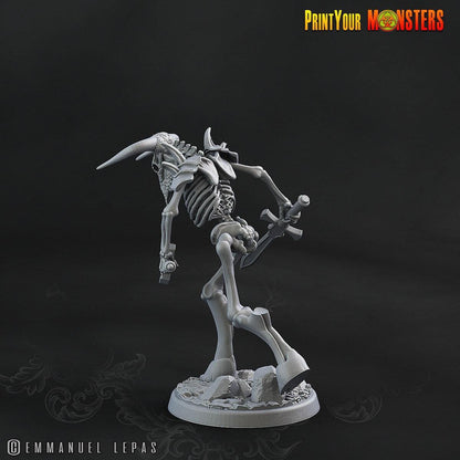 Sword Running Skeletal Minotaur Miniature | Undead Warrior DnD Figurine - Plague Miniatures