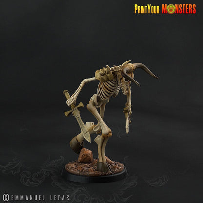 Sword Running Skeletal Minotaur Miniature | Undead Warrior DnD Figurine - Plague Miniatures