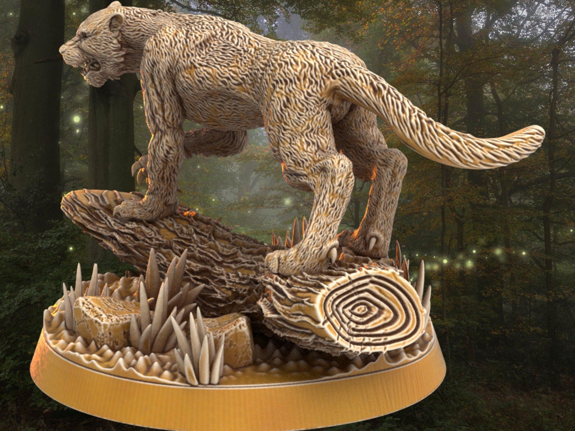 Sylvan Tiger Miniature | Dragon's Forge | 32mm DnD 5e | Tabletop Gaming DnD Miniature | Dungeons and Dragon tiger miniature - Plague Miniatures