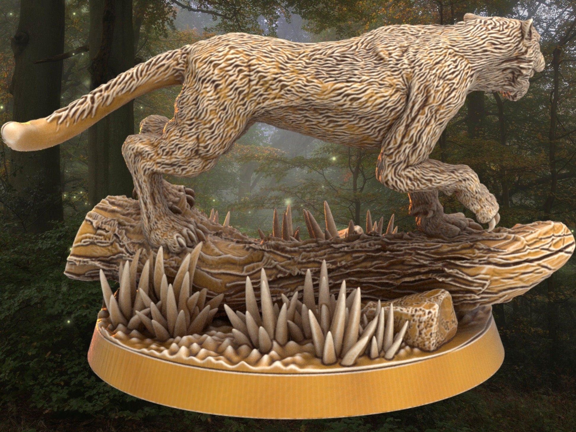 Sylvan Tiger Miniature | Dragon's Forge | 32mm DnD 5e | Tabletop Gaming DnD Miniature | Dungeons and Dragon tiger miniature - Plague Miniatures