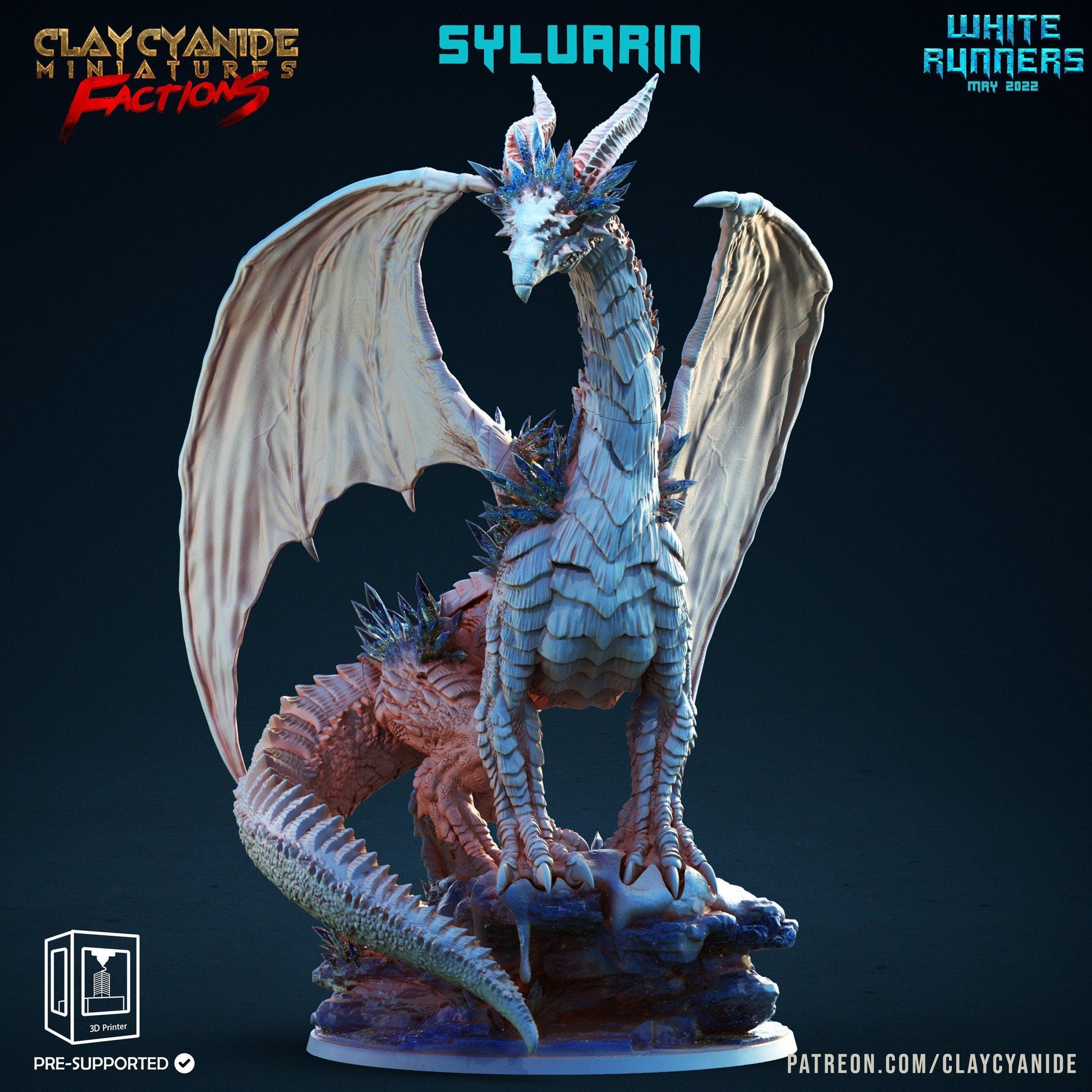 Sylvarin, Ice Dragon Miniature | Lord of the Legion of Dreadful Blight | 32mm Scale - Plague Miniatures