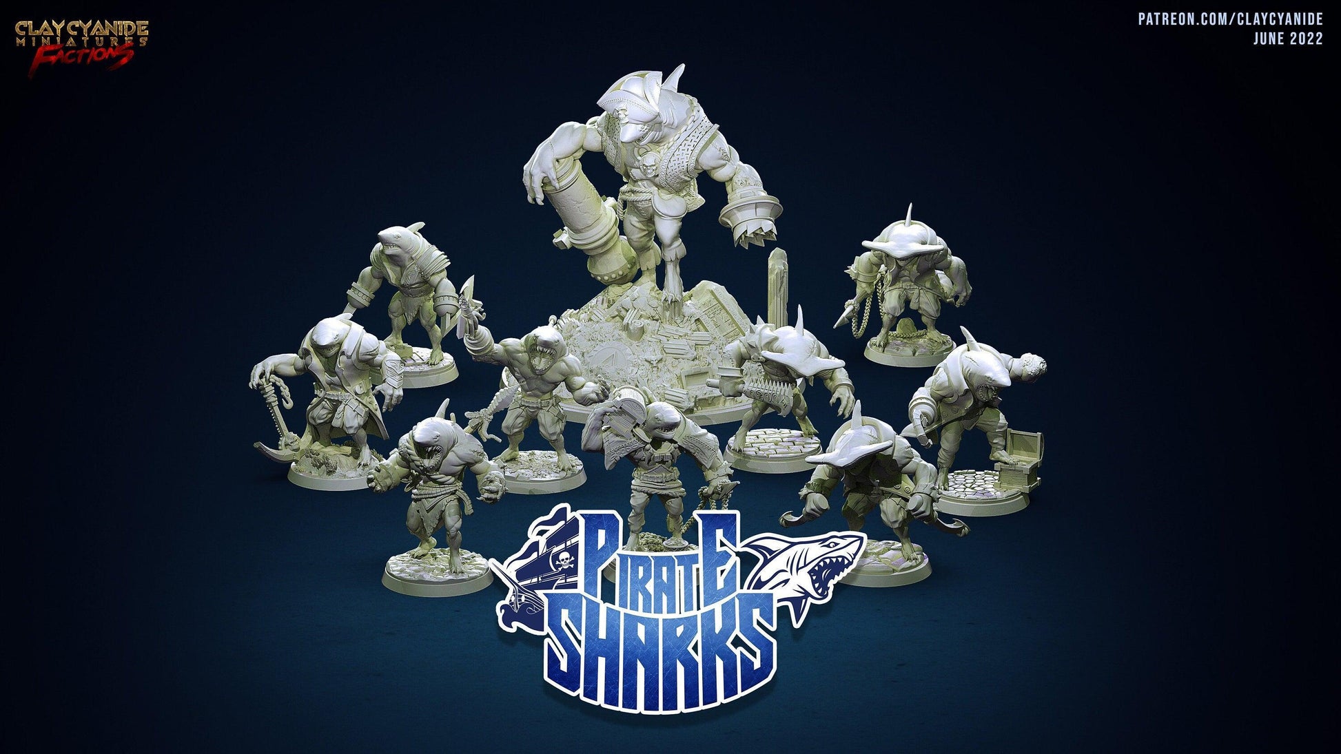 Tayag, the Pirate Shark with a Hook Hand Miniature | DnD Pirate Miniature for Tabletop RPGs | Sharkin 32mm Scale - Plague Miniatures
