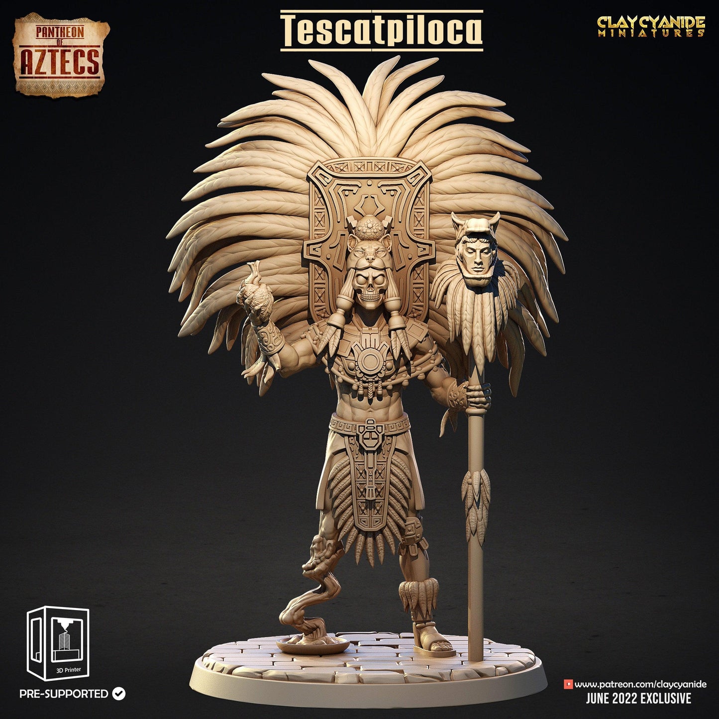 Tescatpiloca Miniature Aztec Deity miniature | Clay Cyanide | Pantheon of Aztecs | DnD Miniature | Dungeons and Dragons, DnD 5e Aztec theme - Plague Miniatures shop for DnD Miniatures