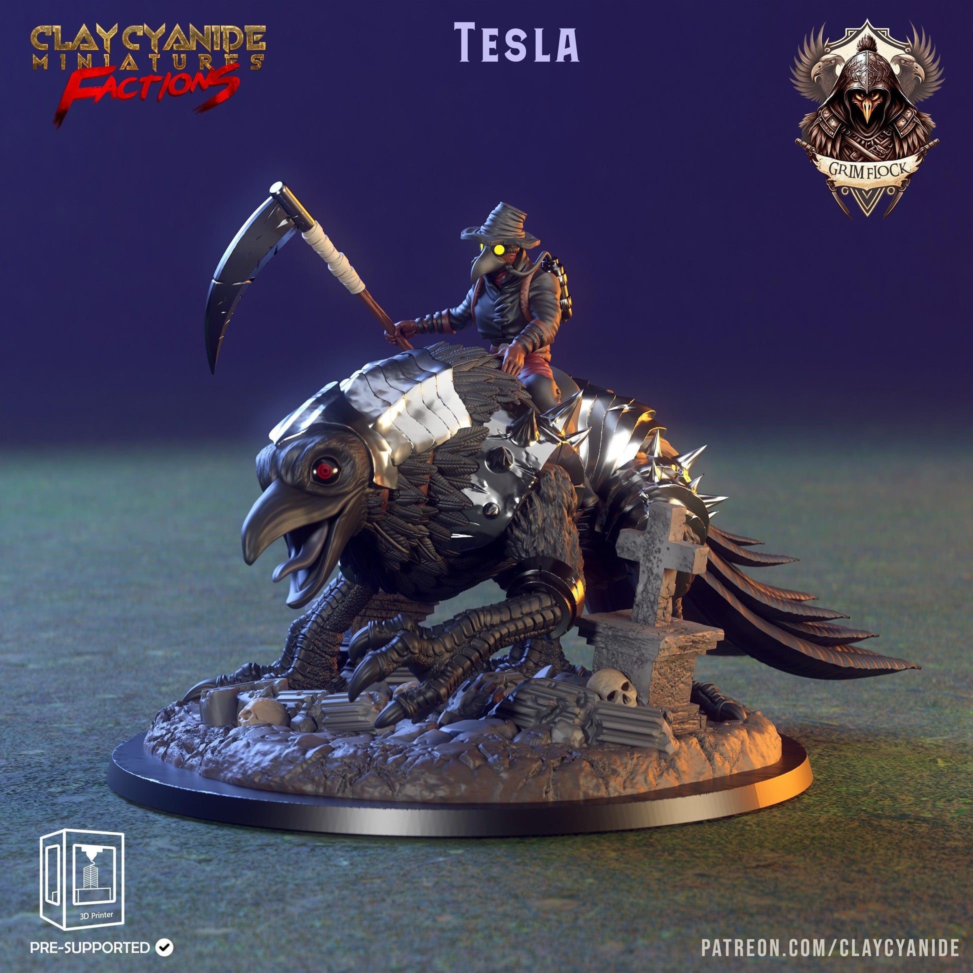 Tesla Kenku Boss Miniature for DnD 5e | Dungeons and Dragons Birdfolk Display Piece | 32mm Scale - Plague Miniatures