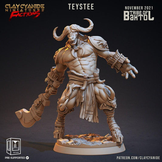 Teystee Minotaur Miniature | Swift and Formidable Bovine Warrior | 32mm Scale - Plague Miniatures