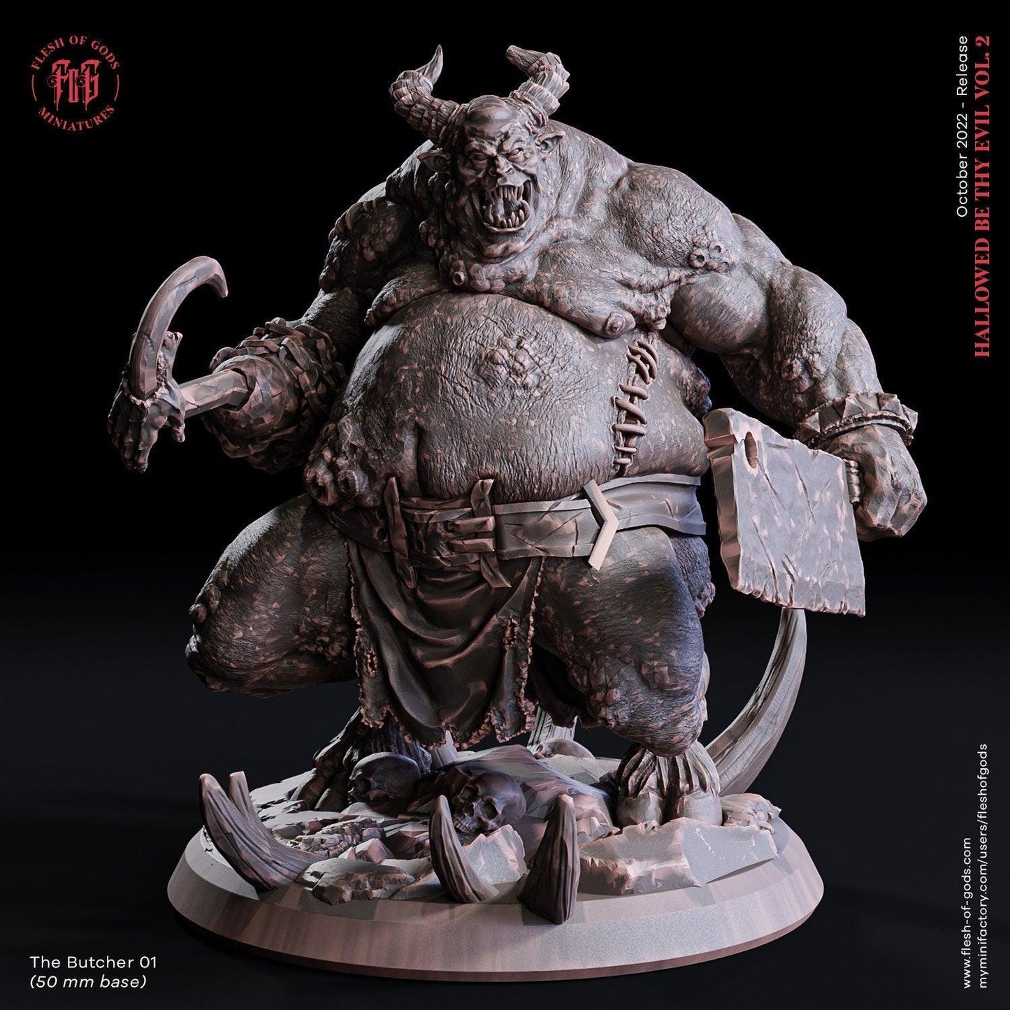 The Butcher Demon Miniature | Monstrous DnD Monster Figurine | 50mm Base - Plague Miniatures