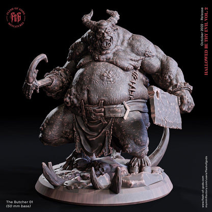 The Butcher Demon Miniature | Monstrous DnD Monster Figurine | 50mm Base - Plague Miniatures