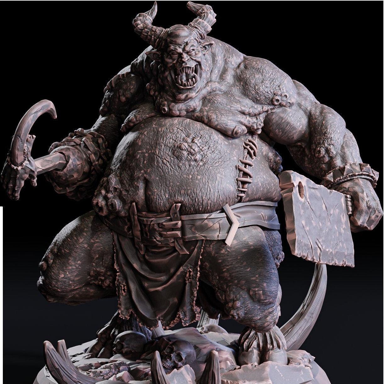 The Butcher Demon Miniature | Monstrous DnD Monster Figurine | 50mm Base - Plague Miniatures