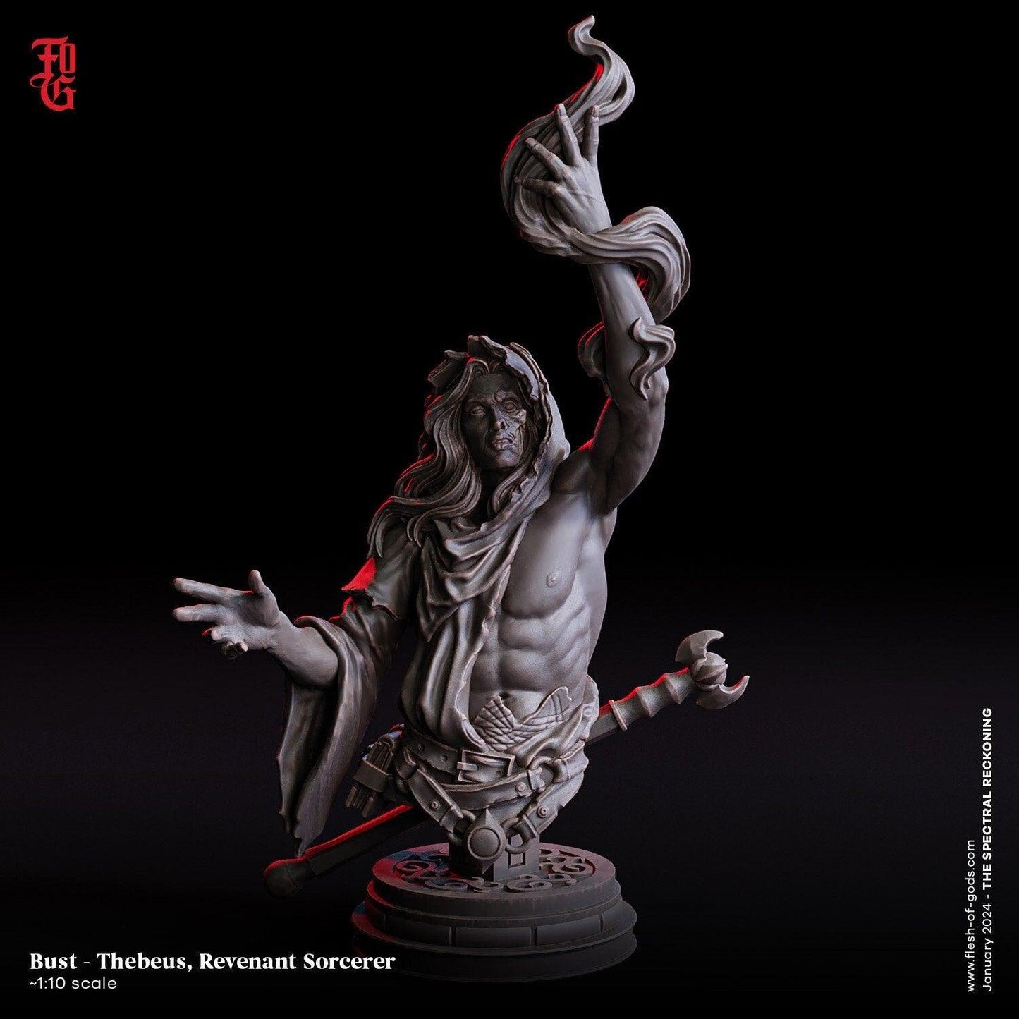 Thebeus, Revenant Sorcerer Bust Statue | DnD Decor for Sorcery Enthusiasts - Plague Miniatures